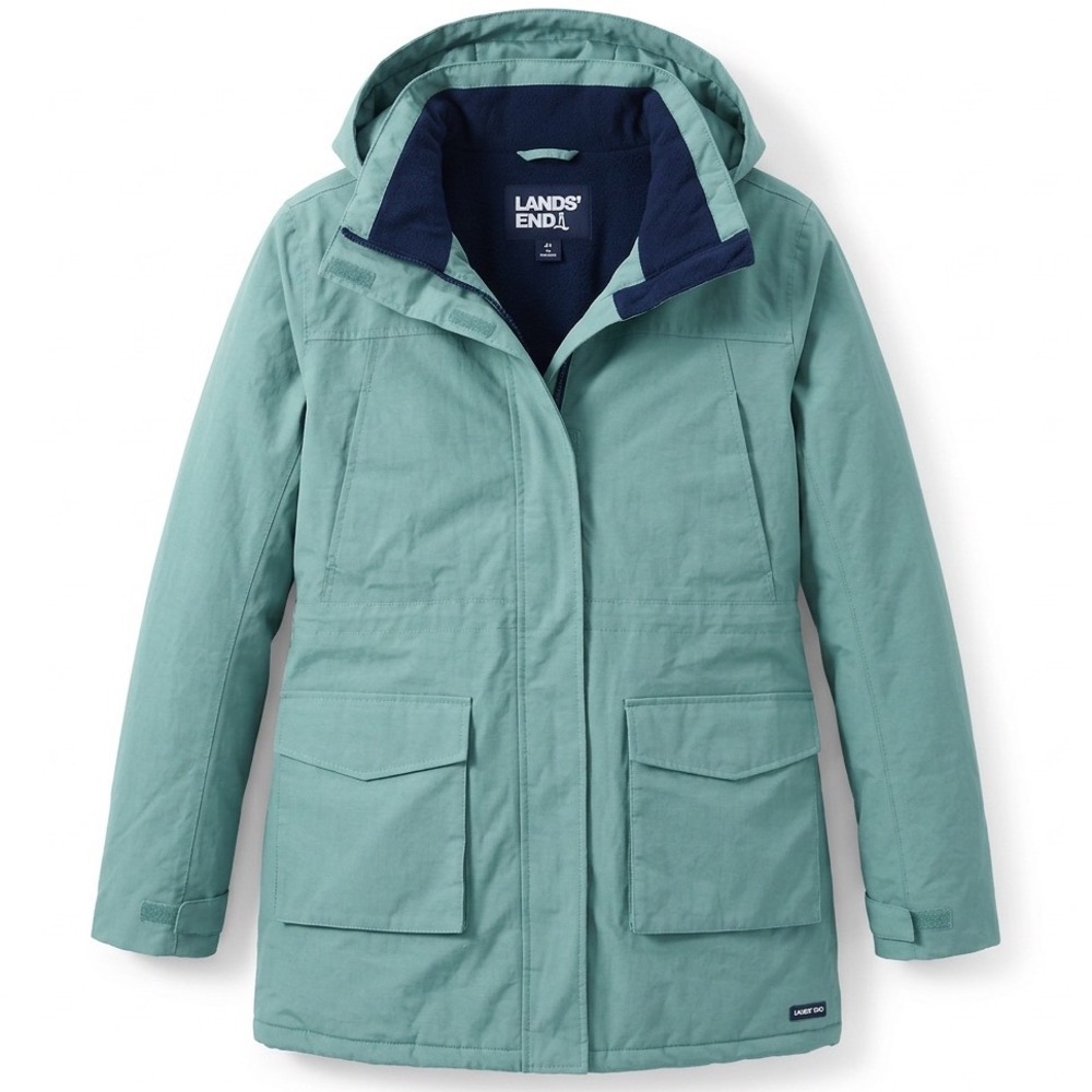 Lands End Womens Squall Insulated Parka Waterproof Hooded Jacket XL Waterproof